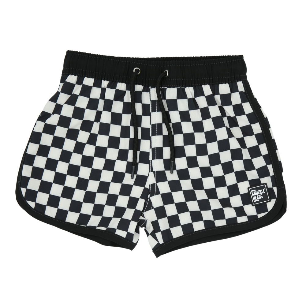 Black and White Checkers Swim Shorts - Knuckleheads Clothing