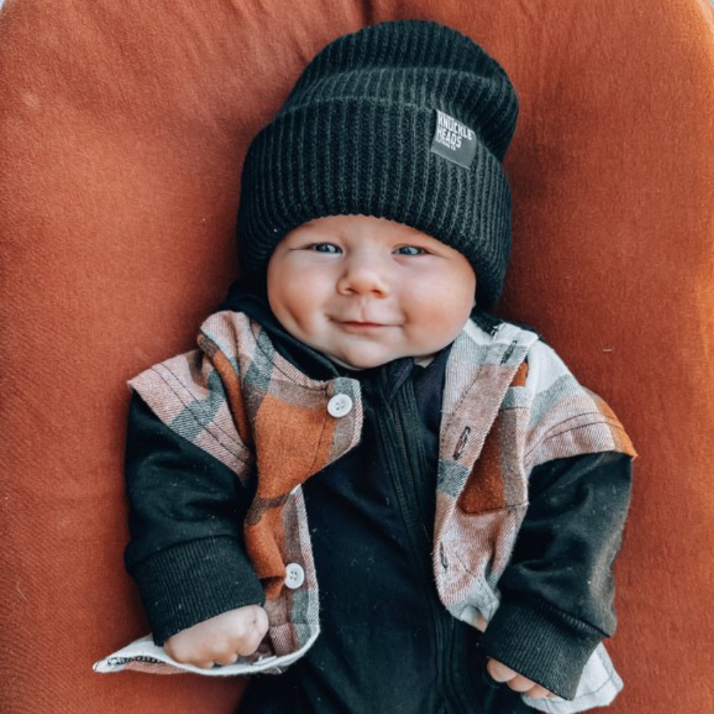 Knit Beanie Baby Boy Black Beanie For Baby Boy Pom Pom Beanie