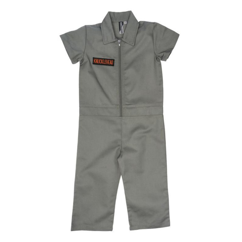 Knuckleheads Kids Dark Olive Coverall for Boys, Mechanic Halloween Jumpsuit Costume Baby Outfit - Knuckleheads Clothing