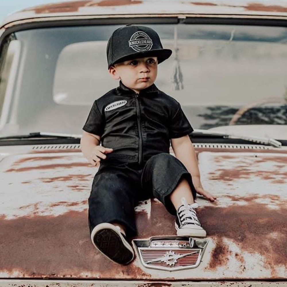 Knuckleheads Black Grease Monkey Coverall For Children - Knuckleheads Clothing