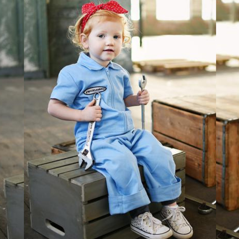 Knuckleheads Baby Blue Mechanic Jumpsuit Blue 5 Yrs
