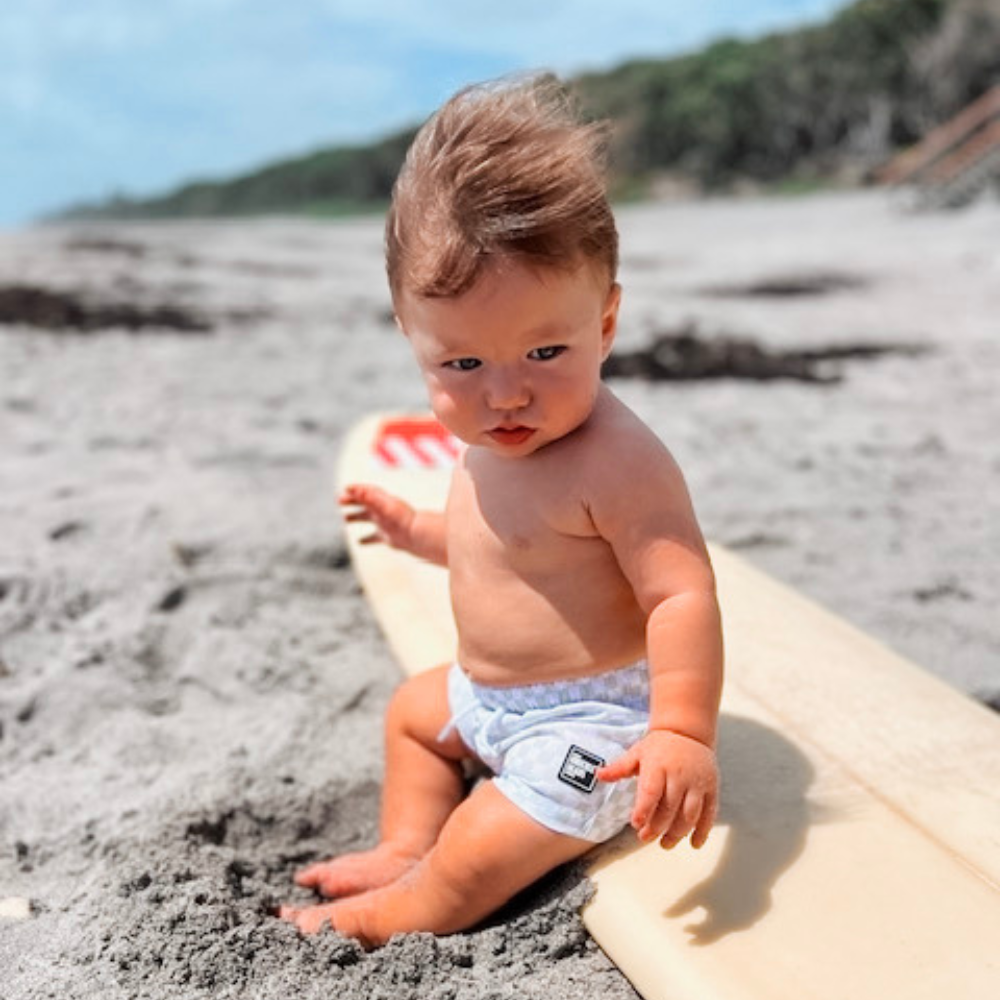 Tan and White Checks Swim Shorts - Knuckleheads Clothing