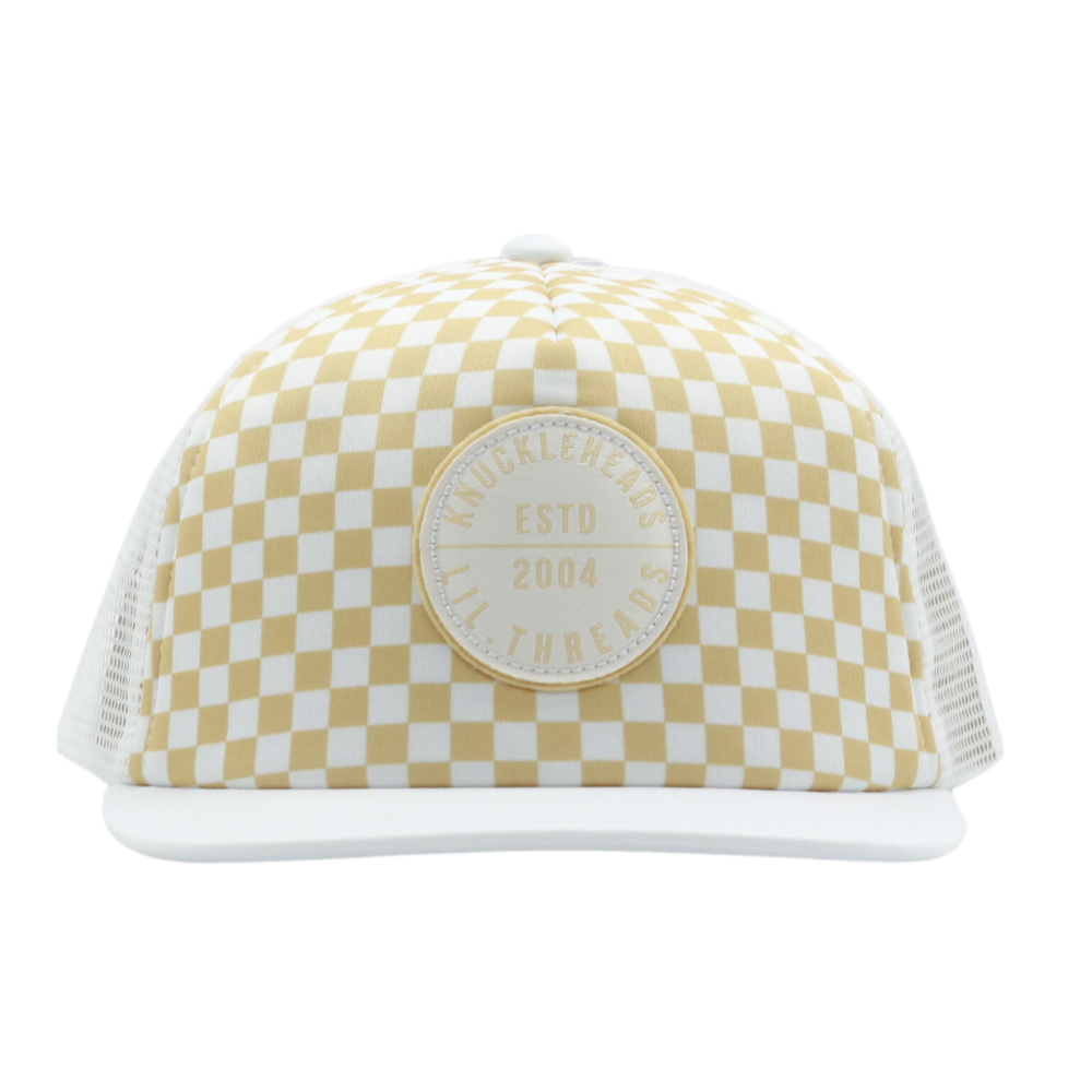 Tan Checks Trucker Hat - Knuckleheads Clothing