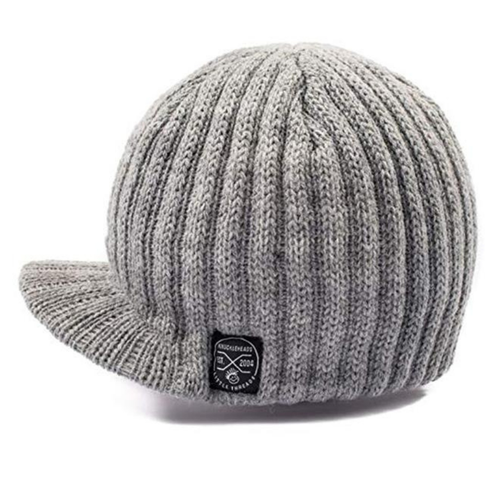 Knuckleheads Grey Baby Boy's Stripe Visor Beanie with Tag Baby Hat - Knuckleheads Clothing