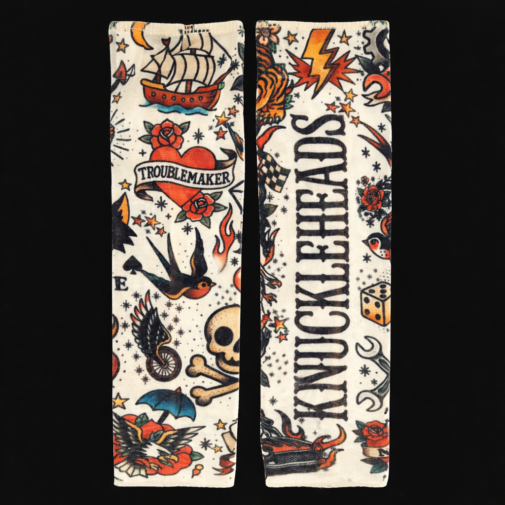 Knuckleheads infant and toddler arm sleeves featuring classic tattoo artwork
