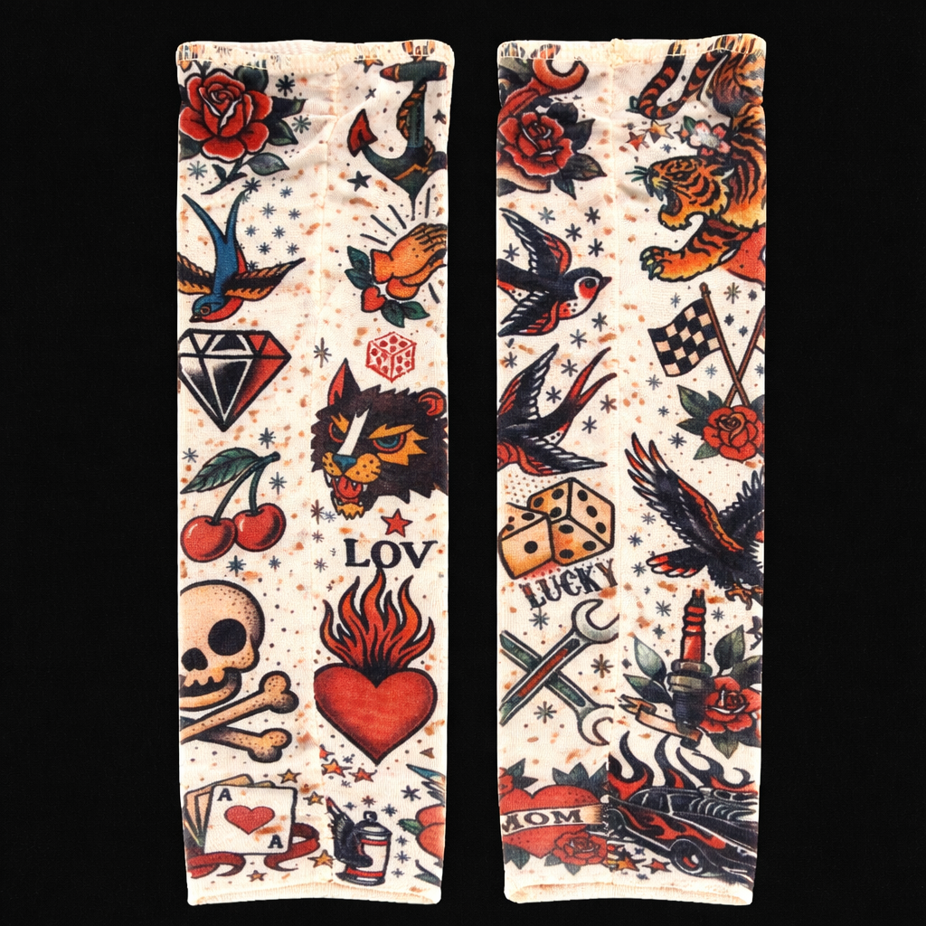 Knuckleheads infant and toddler arm sleeves featuring classic tattoo artwork