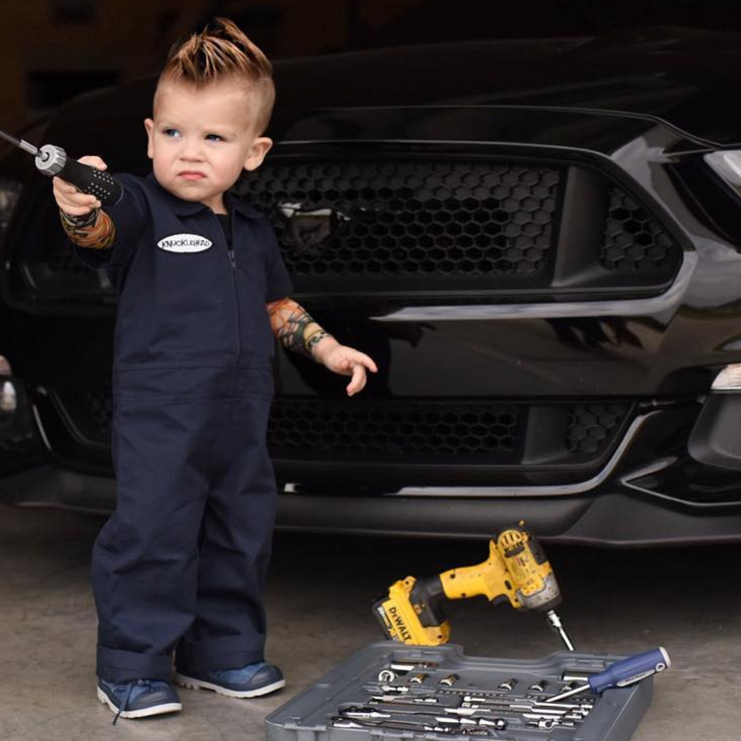 Knuckleheads Infant and Toddler Navy Mechanic Coverall - Knuckleheads Clothing