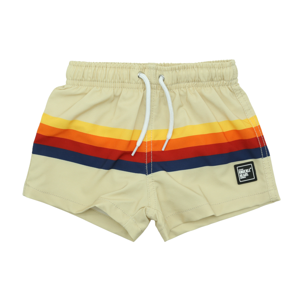 Retro Toddler Swim Trunks – Boys Beach Shorts with Vintage Stripes | Infant & Kids Swimwear - Knuckleheads Clothing