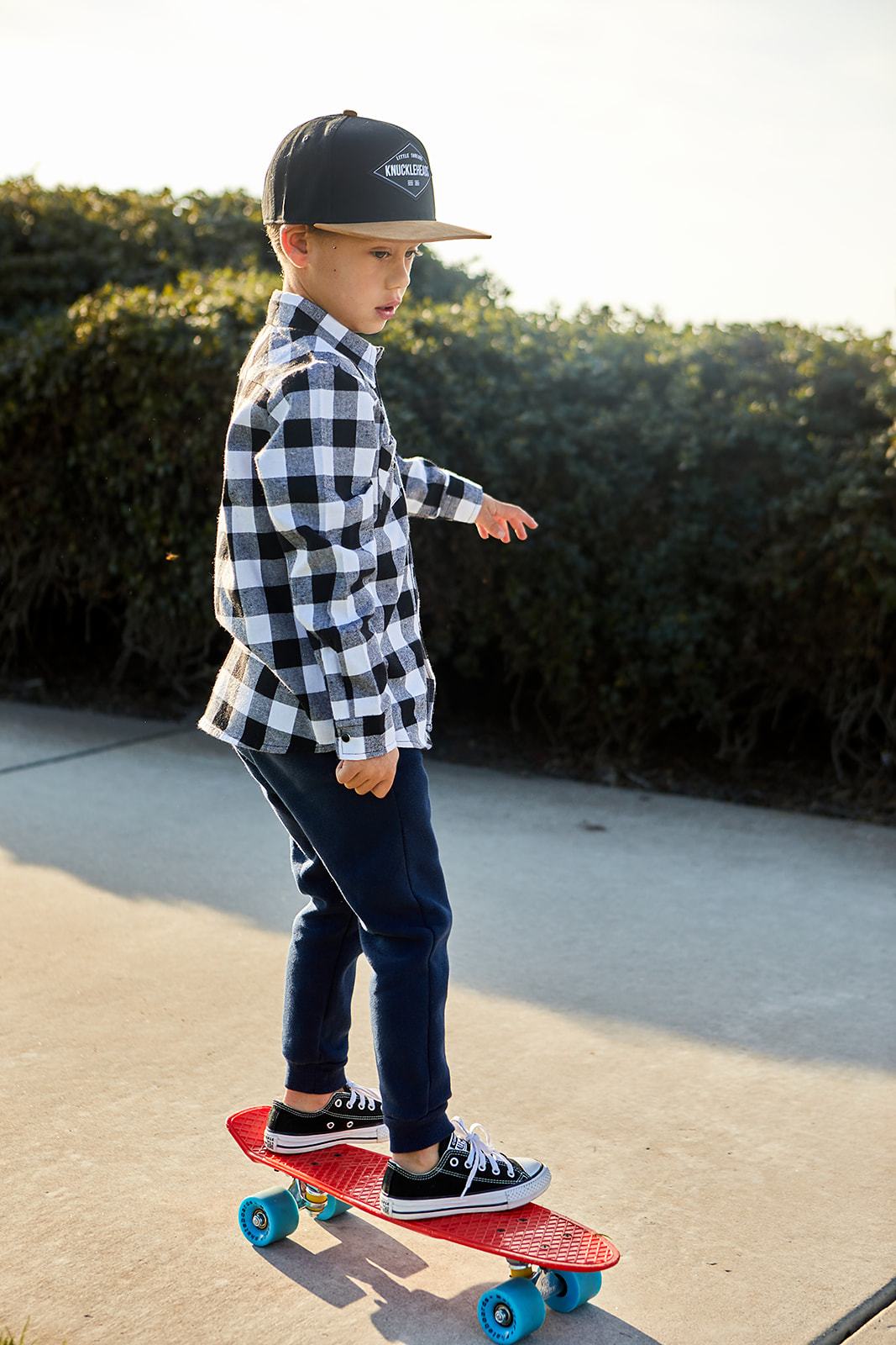 Black & White Plaid Checkered Knuckleheads Long Sleeve Plaid Rockabilly Shirt - Knuckleheads Clothing