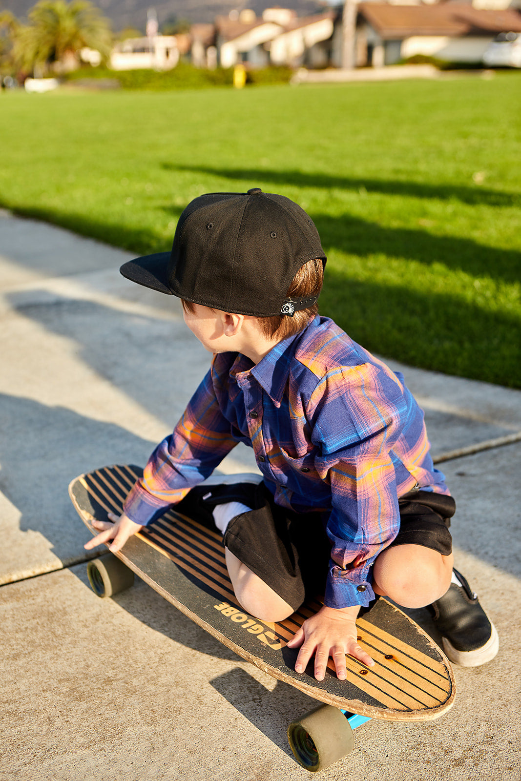 Blue & Orange Knuckleheads Long Sleeve Plaid Rockabilly Shirt - Knuckleheads Clothing