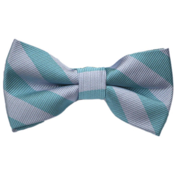 Teal and Silver Stripe Bow Tie