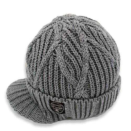 Knuckleheads Gray Boy's Baby Visor Beanie Hat with Stripes Detail - Knuckleheads Clothing