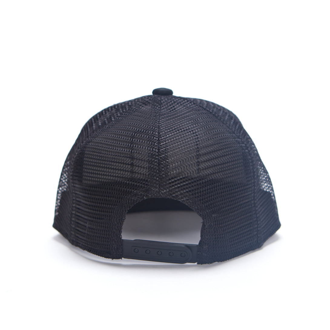 Image of Black Kids Trucker Hat with Sun Mesh and 'Big Bro' Patch: A cool and comfortable trucker hat designed for kids. The hat comes in sleek black with sun mesh for breathability, featuring an endearing 'Big Bro' patch on the front. Elevate your child's style with this trendy and heartwarming accessory, perfect for any adventure or everyday wear. Crafted with care, this black trucker hat with sun mesh and 'Big Bro' patch is a must-have addition to their wardrobe.