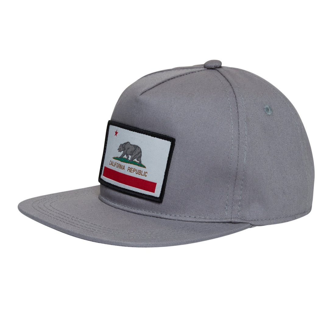 Image of Grey Kids Trucker Hat with California Republic Patch: A modern and stylish accessory designed for kids. In sleek grey, it showcases a captivating California Republic patch on the front. Elevate your child's style with this fashionable hat, perfect for expressing their admiration for the Golden State. Crafted with care, this grey kids trucker hat with the California Republic patch is a must-have addition to their wardrobe, suitable for various occasions and everyday wear.