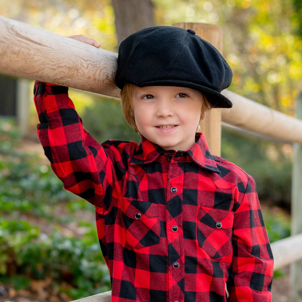 Knuckleheads Black Newsboy Cap For Toddlers