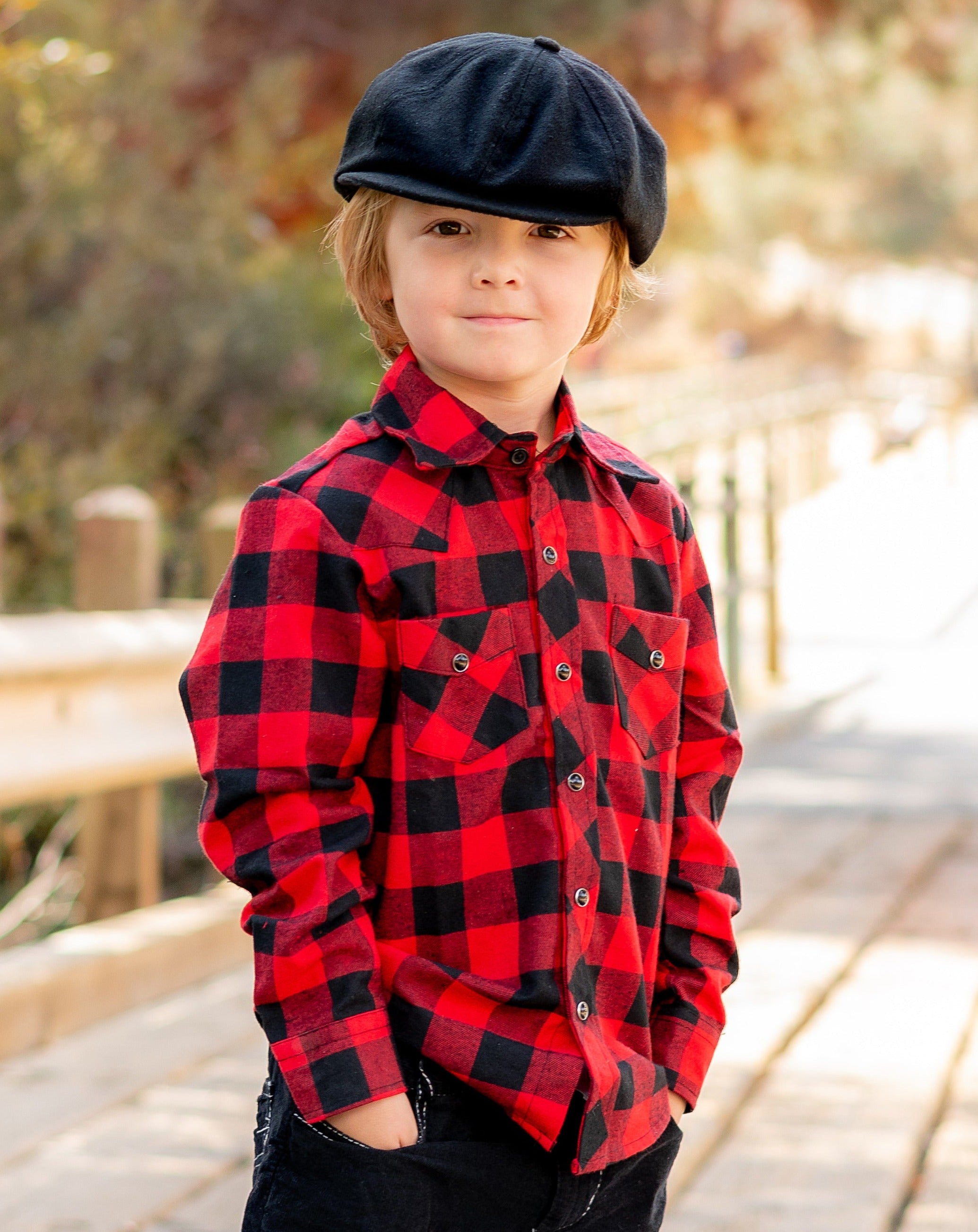 Red & Black Plaid Knuckleheads Long Sleeve Rockabilly Shirt - Knuckleheads Clothing