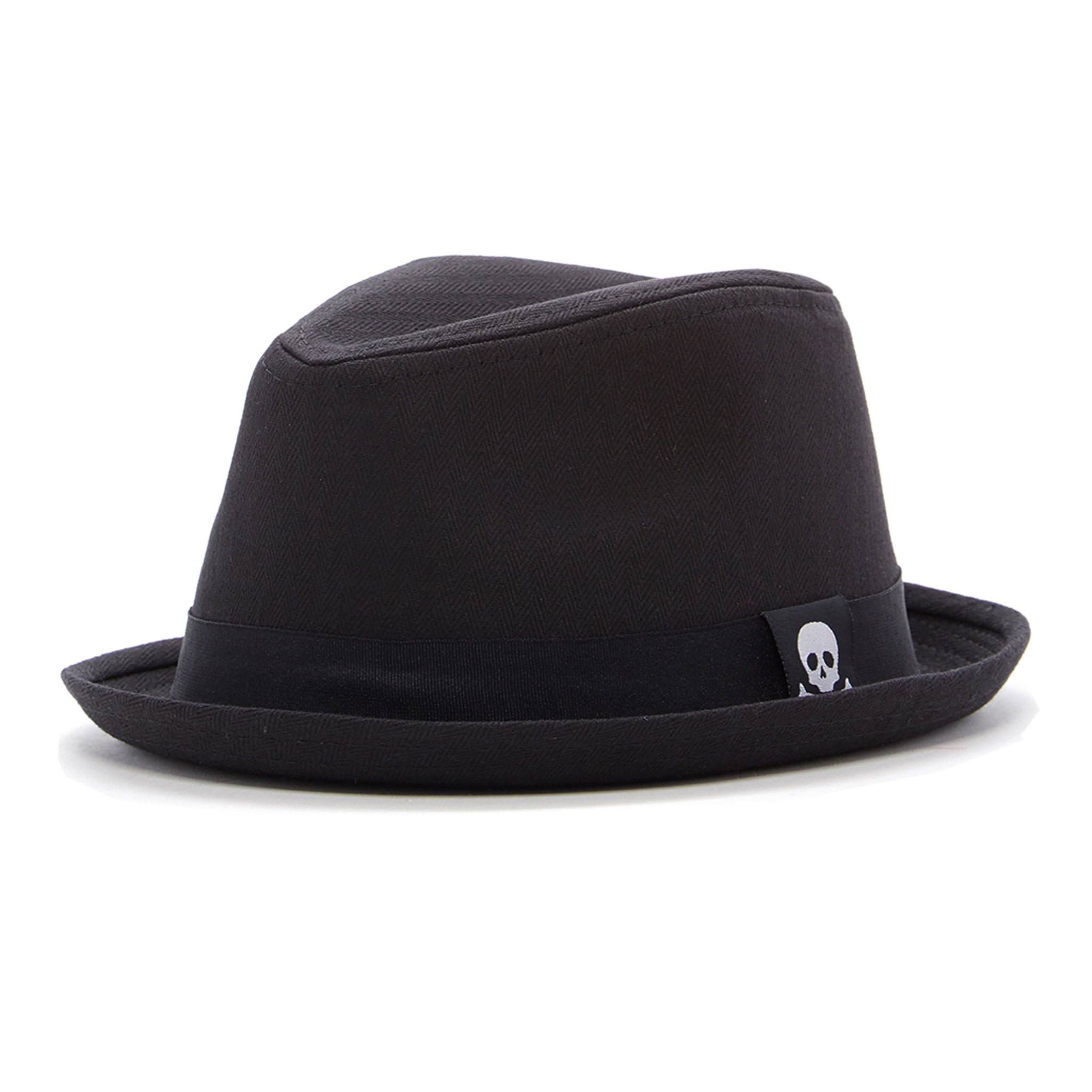 Knuckleheads Black Fedora with Skull Tag - Knuckleheads Clothing