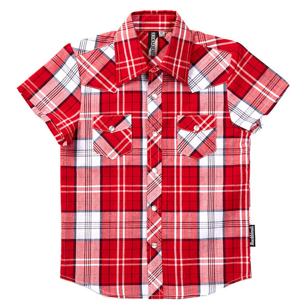 Knuckleheads Red & White Plaid Rockabilly Shirt