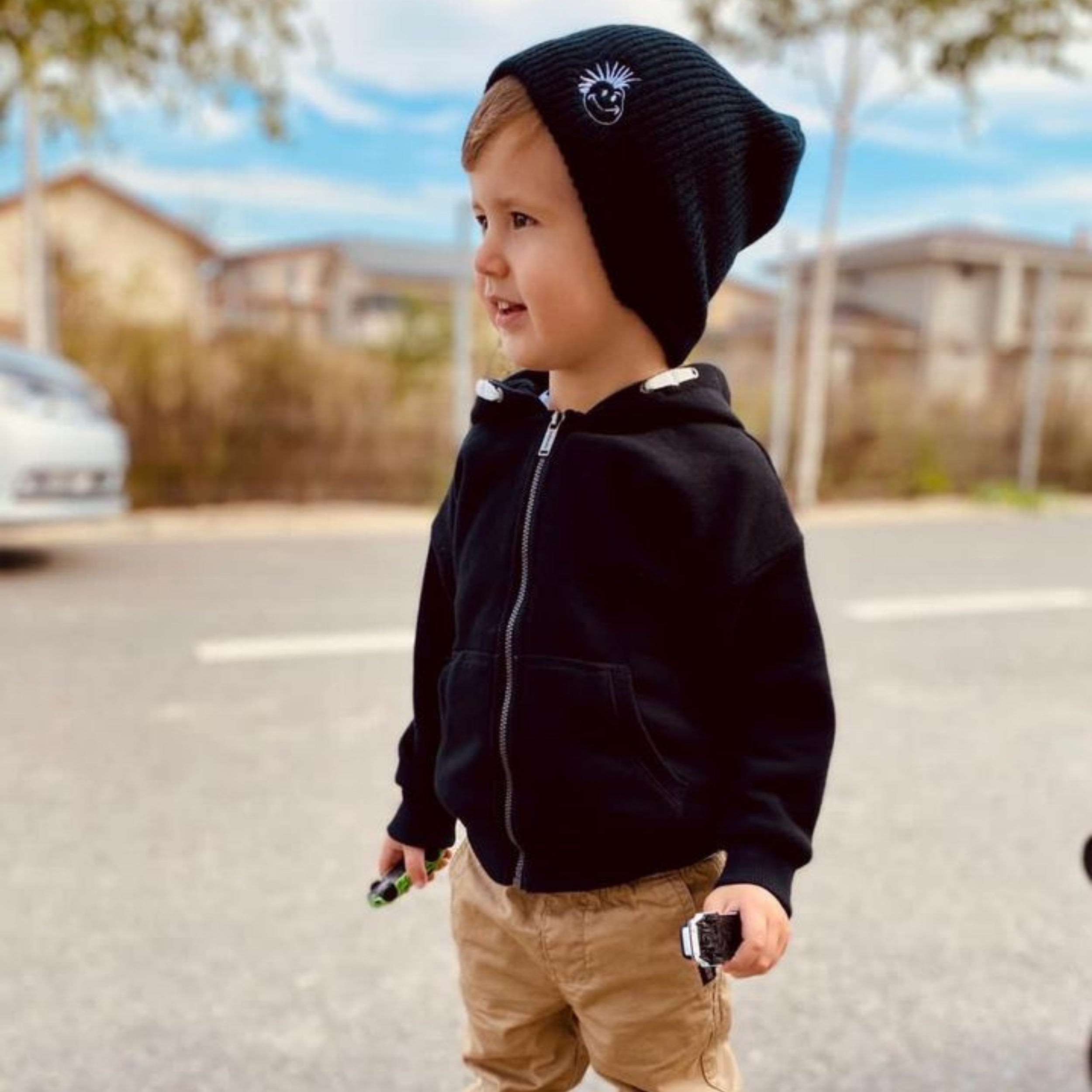 Knuckleheads Black with Logo Slouchy Beanie - Knuckleheads Clothing