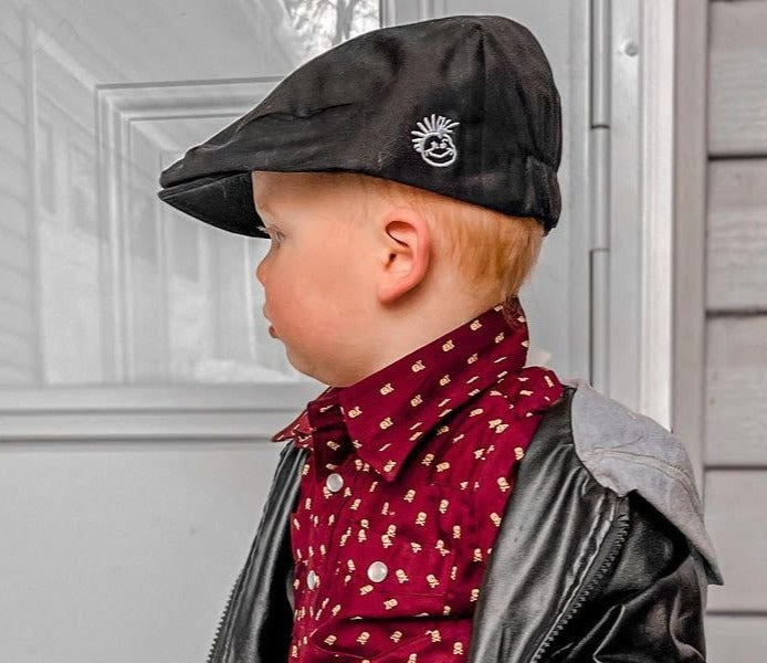 Knuckleheads Black Scally Flat Cap For Children - Knuckleheads Clothing