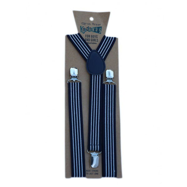 White Stripes on Navy - Suspenders