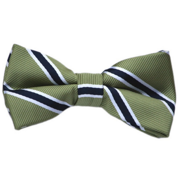 Green and Navy Stripe Bow Tie