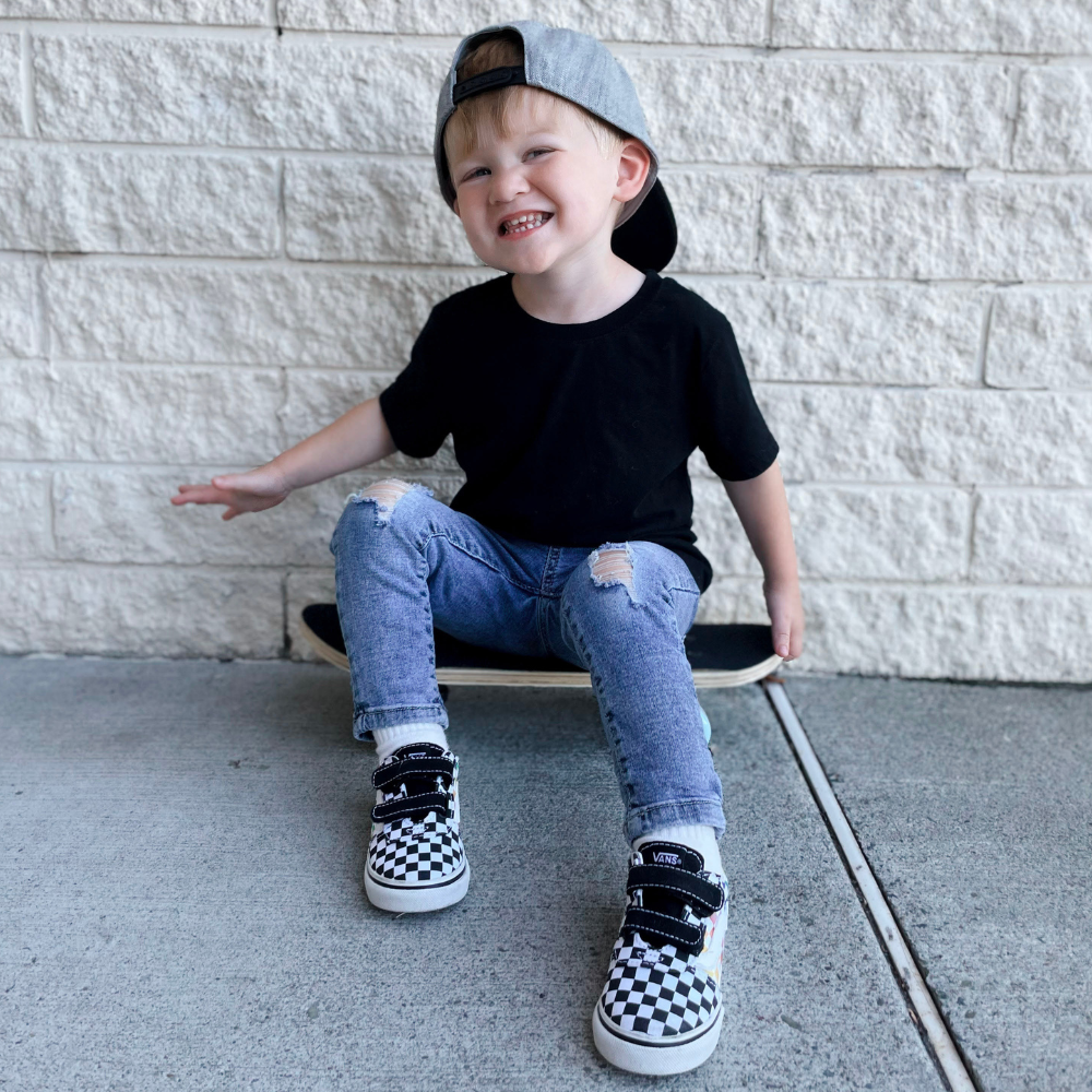 Image of Black and Grey Kids Trucker Hat with 'Bubba' Patch: A versatile and stylish accessory designed for kids. Combining black and grey hues, it features a playful 'Bubba' patch on the front. Elevate your child's style with this fashionable hat, perfect for adding a touch of contrast to their outfits. Crafted with care, this kids trucker hat with the 'Bubba' patch is a must-have addition to their wardrobe, suitable for various occasions and everyday wear.