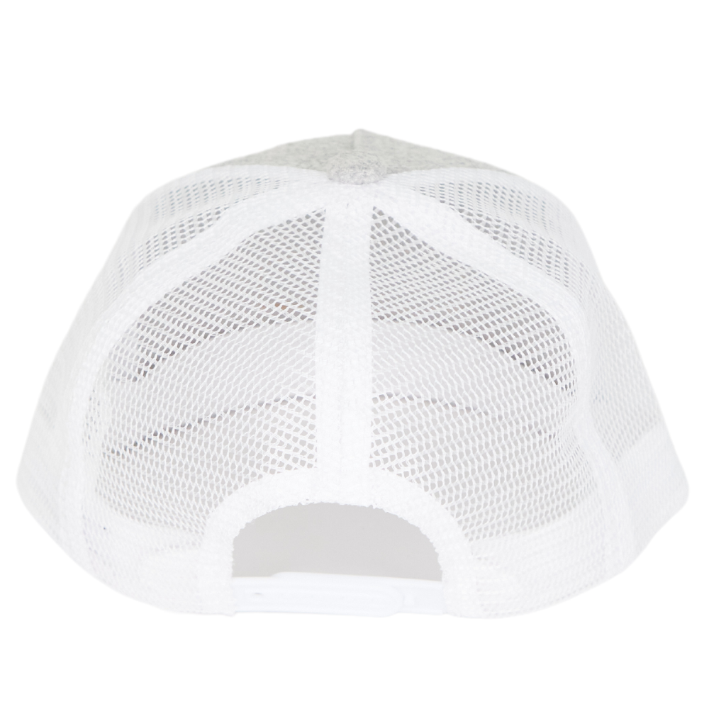 Image of Grey Kids Trucker Hat with White Mesh and Knuckleheads Patch: A modern and stylish accessory designed for kids. In sleek grey with white mesh, it features a striking Knuckleheads patch on the front. Elevate your child's style with this fashionable hat, perfect for adding a touch of flair to their outfits. Crafted with care, this grey kids trucker hat with white mesh and Knuckleheads patch is a must-have addition to their wardrobe, suitable for various occasions and everyday wear.