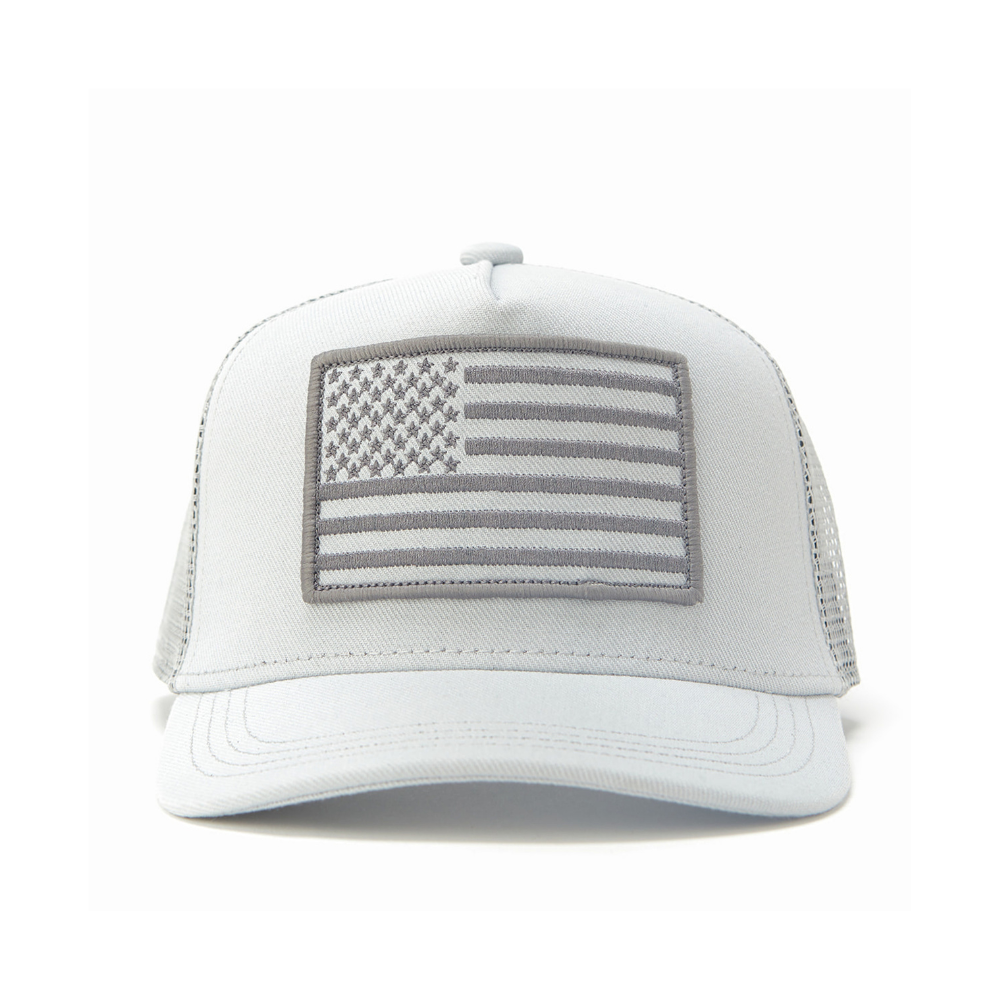 USA Flag Grey Mesh Trucker Hat - Knuckleheads Clothing