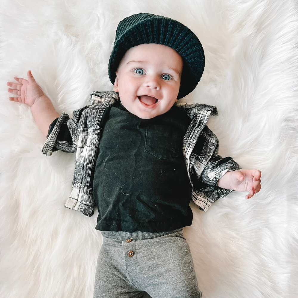 Knuckleheads Navy Waffle Baby Boy's Stripe Visor Beanie with Tag - Knuckleheads Clothing