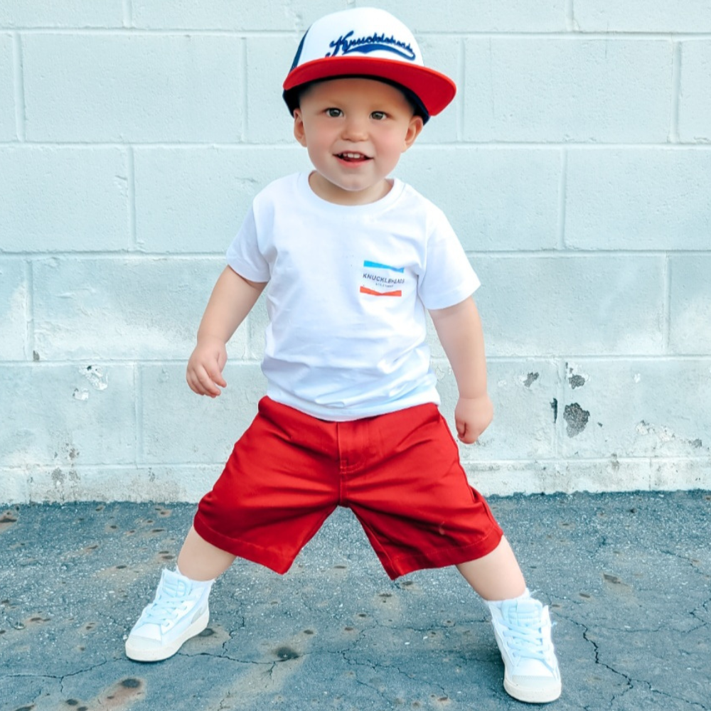 Red Navy Kids Hat - with Velcro Closure - Knuckleheads Clothing