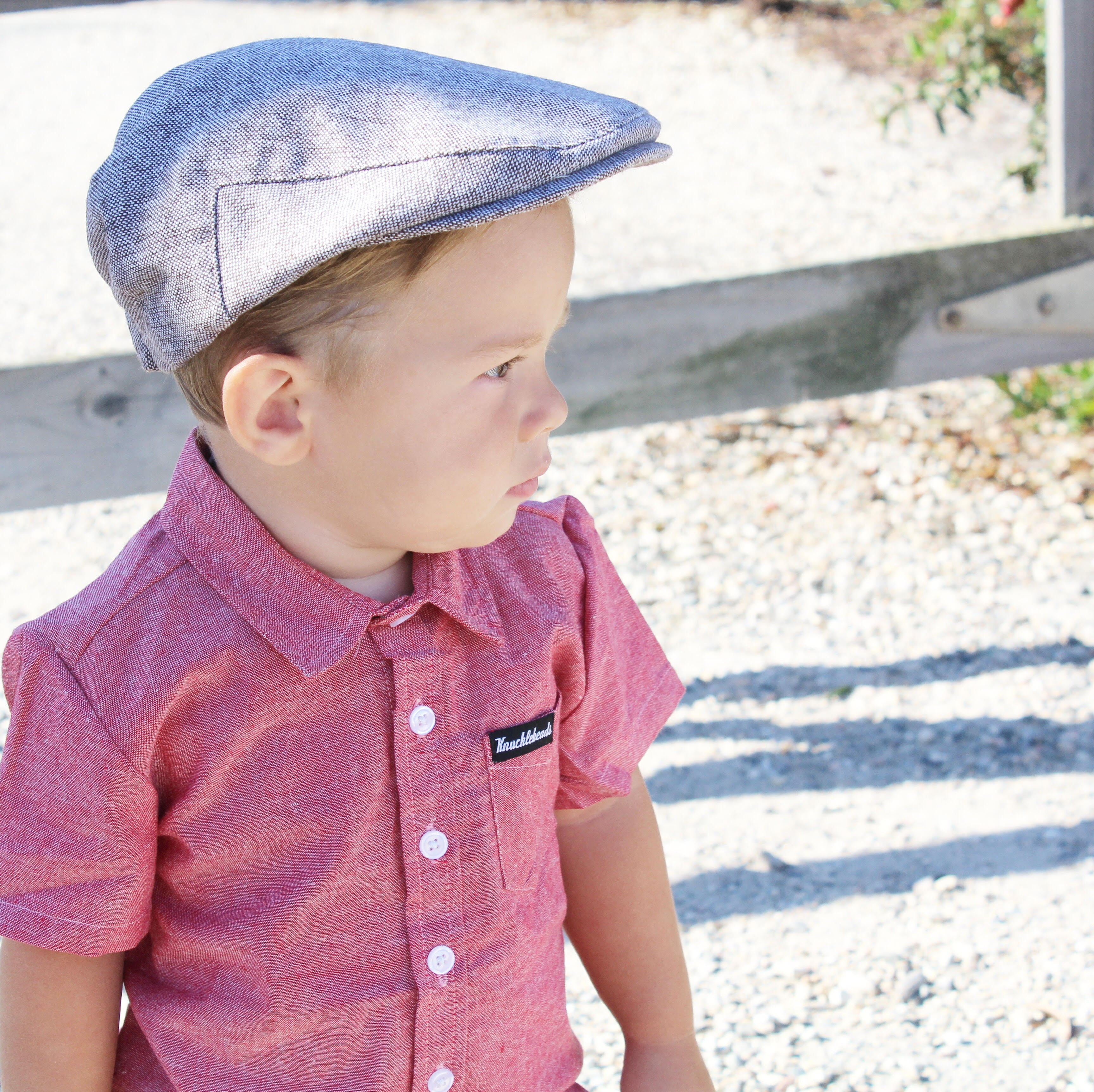 Grey Knuckleheads Pierce Flat Cap For Kids - Knuckleheads Clothing