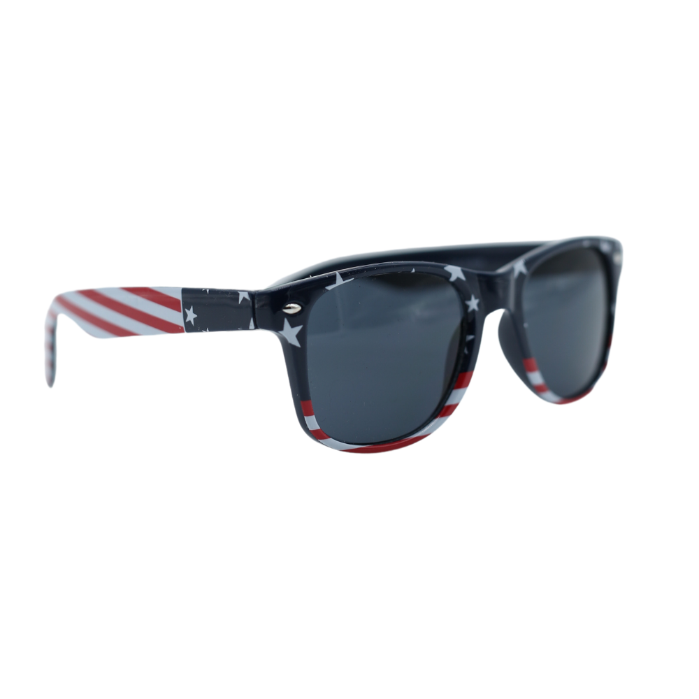 The 1776 sunglasses with a revamped frame and a USA Flag finish. The temples showcase the Knuckleheads logo, exuding style and attitude. The lenses have a captivating greenish tint.