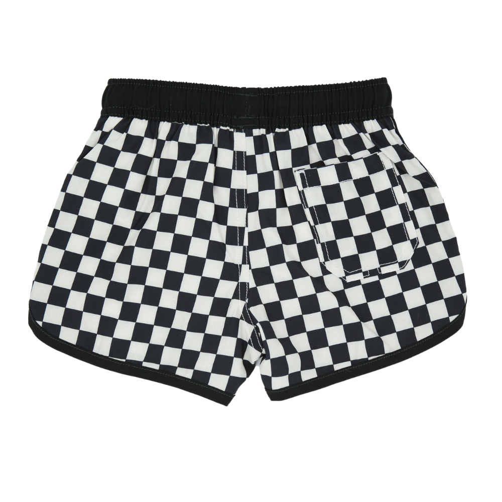 Black and white swim shorts discount