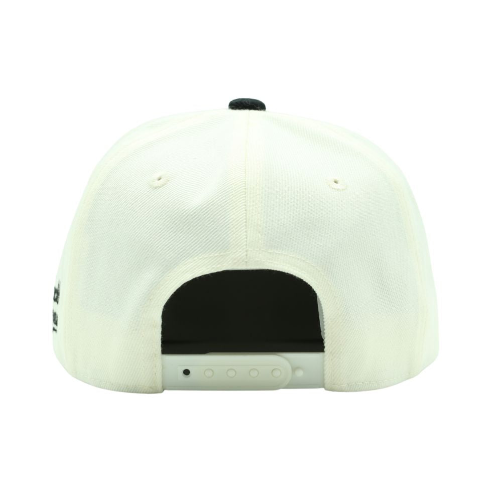 BUBBA Pennant Snapback Hat – Cream & Black Retro Flag Flat Bill Cap for Kids