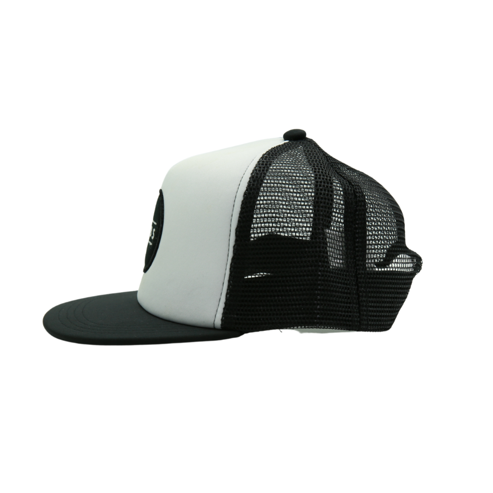 Introducing the Black and White Kids Trucker Hat featuring a delightful 'Bubs' patch and practical sun mesh. This hat combines classic black and white tones with the whimsical 'Bubs' patch, making it a stylish choice for children. Crafted for both style and function, it includes sun mesh for added sun protection. A standout accessory in our collection, it adds personality and practicality to your little one's look.