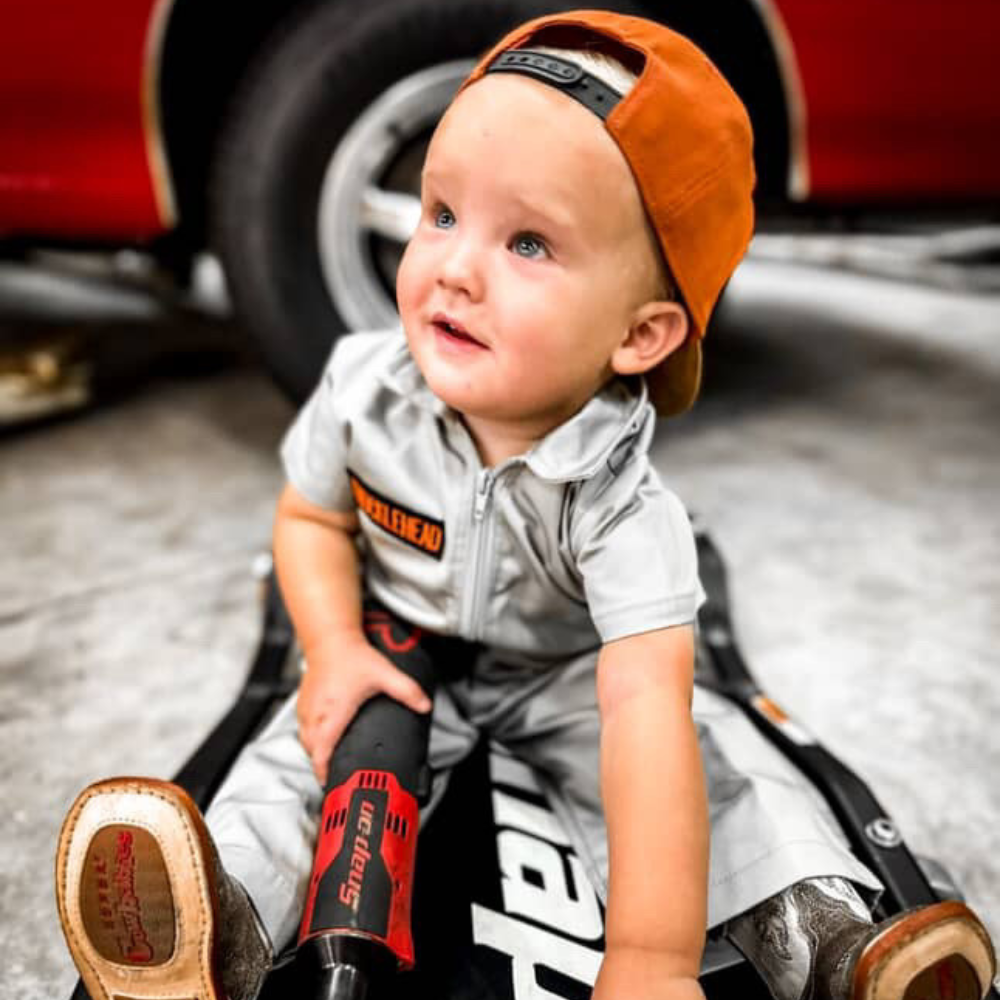 Knuckleheads Kids Dark Olive Coverall for Boys, Mechanic Halloween Jumpsuit Costume Baby Outfit - Knuckleheads Clothing