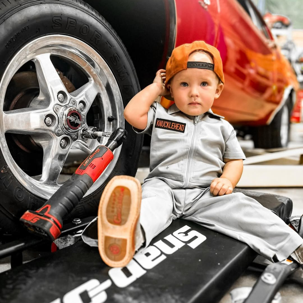 Knuckleheads Kids Dark Olive Coverall for Boys, Mechanic Halloween Jumpsuit Costume Baby Outfit - Knuckleheads Clothing