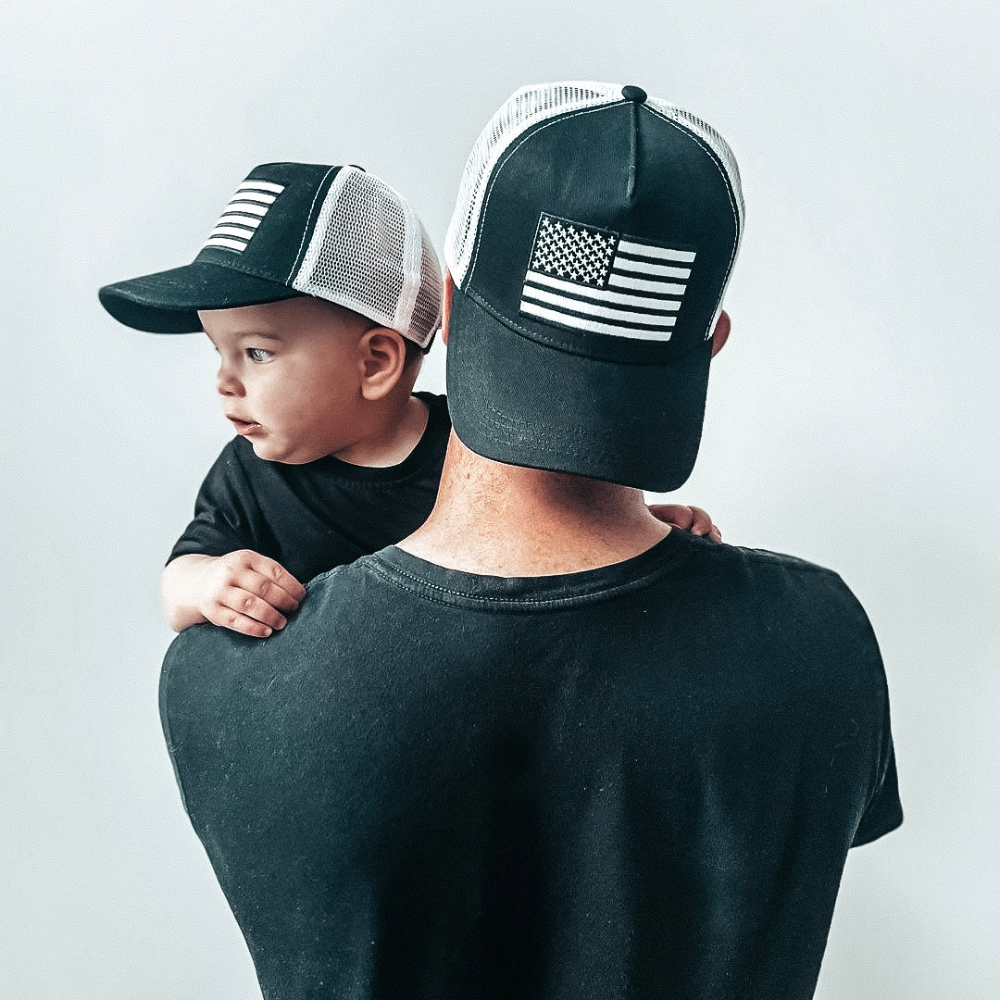 USA Flag White Mesh Trucker Hat - Knuckleheads Clothing