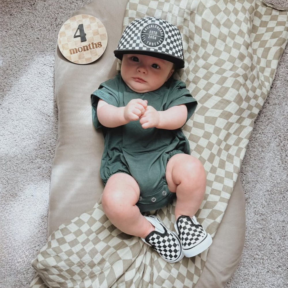 Black and White Checkers Trucker Hat | Baby and Infant Hats - Knuckleheads Clothing