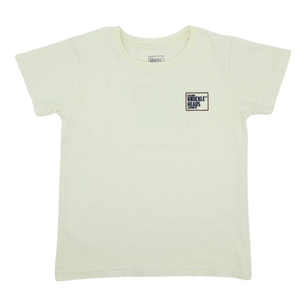 Image of Kids' Classic Off-White T-Shirt: A chic and versatile off-white tee for children, exuding timeless style. The shirt is made with care, ensuring comfort and durability for everyday wear. Its neutral hue complements various outfits and occasions. Crafted from soft cotton fabric, this off-white shirt guarantees ultimate comfort and confidence, making it an essential addition to any child's wardrobe.