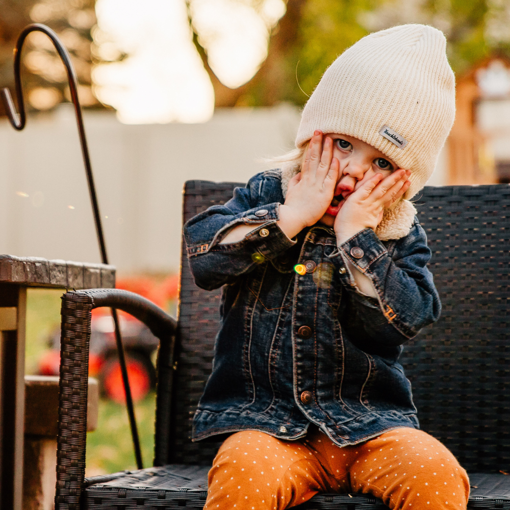 Knuckleheads Ivory Slouchy Beanie For Kids - Knuckleheads Clothing