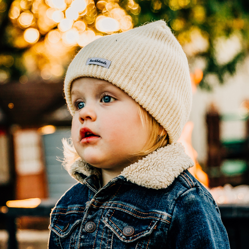 Knuckleheads Ivory Slouchy Beanie For Kids - Knuckleheads Clothing