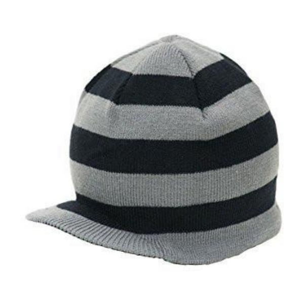 Knuckleheads Grey Stripe Visor Beanie Hat w Tag Small 1 2 Years Grey