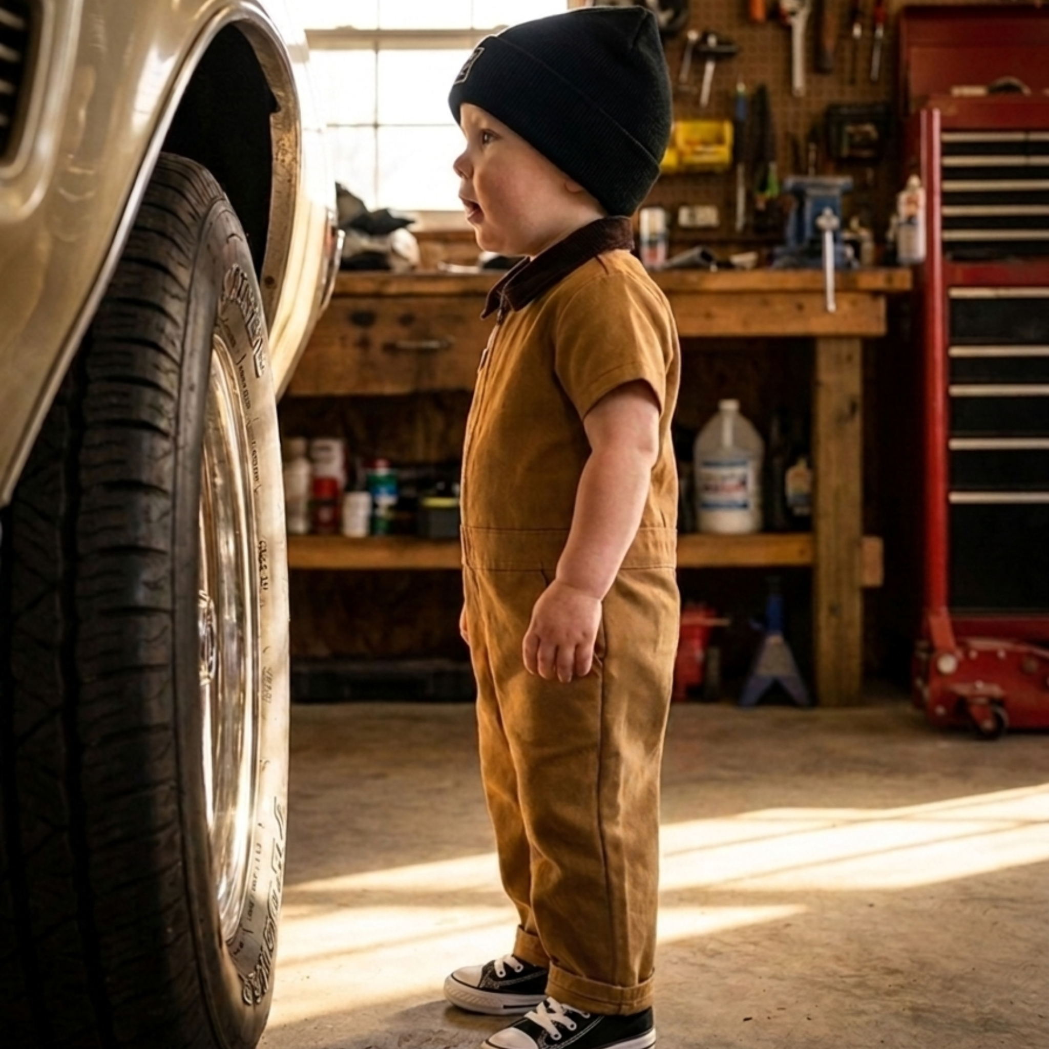 Knuckleheads Kids' Heavy-Duty Garage Coveralls – Vintage Tan