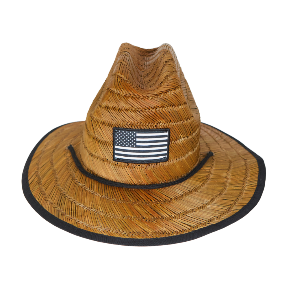 Image of a delightful kids' straw hat perfect for sunny adventures, featuring a charming USA flag patch that adds a patriotic touch to your child's look. Crafted with style and sun protection in mind, this hat offers both flair and function. Whether they're off to the beach, a picnic, or a summer outing, this hat is the ideal accessory to keep them cool, comfortable, and proudly displaying their American spirit.