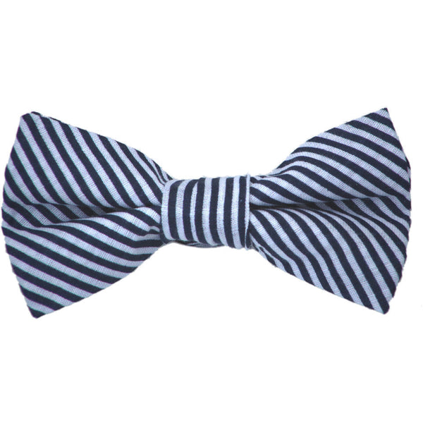 Navy and White Stripe Cotton Bow Tie