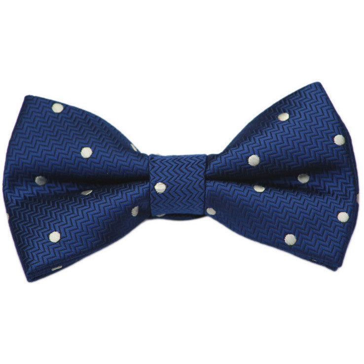 Navy and White Dot Bow Tie