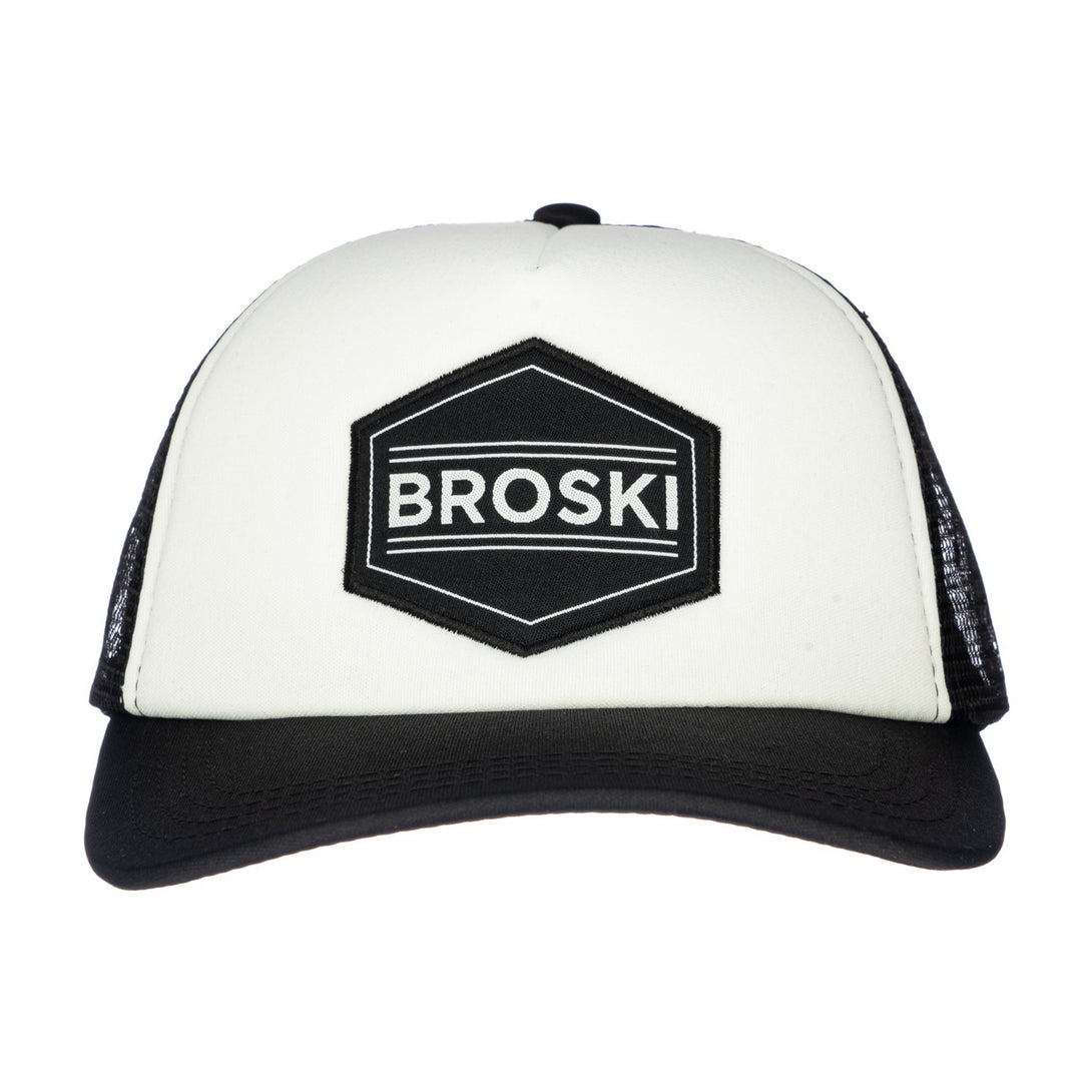 Discover the Stylish Kids Trucker Hat with 'Broski' Patch: A trendy and fun accessory designed for kids. Available in classic black or white, it features a playful 'Broski' patch on the front. Elevate your child's style with this fashionable hat, perfect for adding a touch of personality to any outfit. Crafted with care, this kids trucker hat with the 'Broski' patch is a must-have addition to their wardrobe, ideal for various occasions and everyday wear.