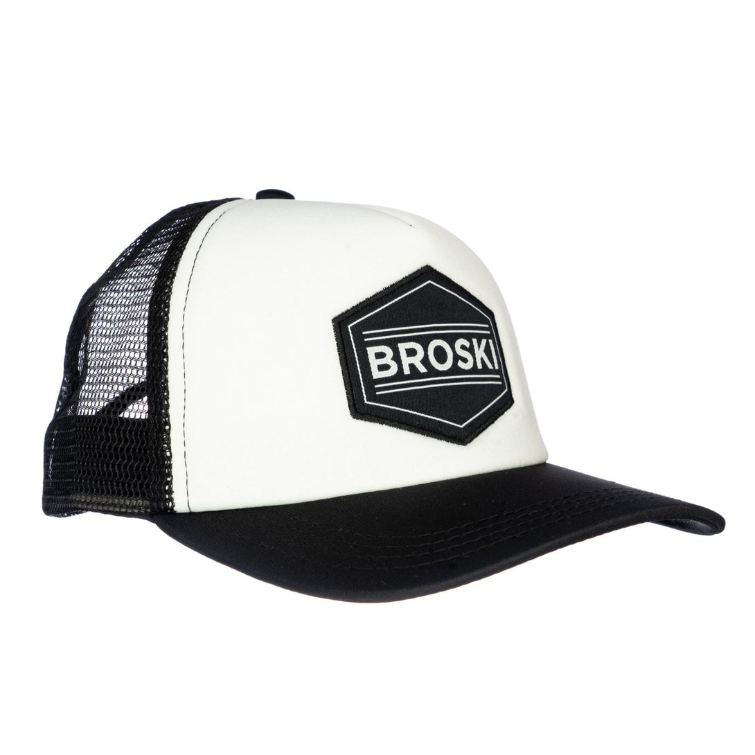Discover the Stylish Kids Trucker Hat with 'Broski' Patch: A trendy and fun accessory designed for kids. Available in classic black or white, it features a playful 'Broski' patch on the front. Elevate your child's style with this fashionable hat, perfect for adding a touch of personality to any outfit. Crafted with care, this kids trucker hat with the 'Broski' patch is a must-have addition to their wardrobe, ideal for various occasions and everyday wear.